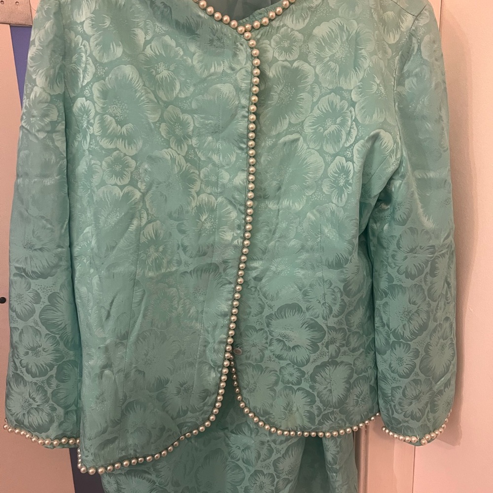 Vintage Anne Crimmins for UMI Collection Pearl-Trimmed Floral Jacket